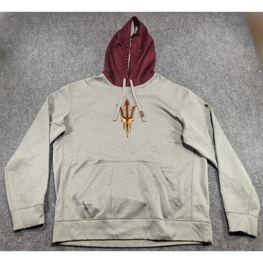 Arizona State Sun Devils Hoodie Men's Large Gray NCAA Football Nike Therma-Fit